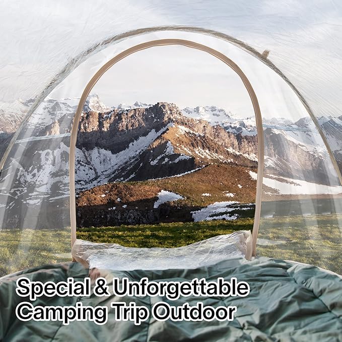 EighteenTek Pod All Weatherproof Sports Tent Clear Pop Up Tent Camping Stargazing Transparent Outdoor Bubble 2 Person Capsule Portable Weather Proof Pod Instant Cold Protection Shelter 88"x54"x39"H
