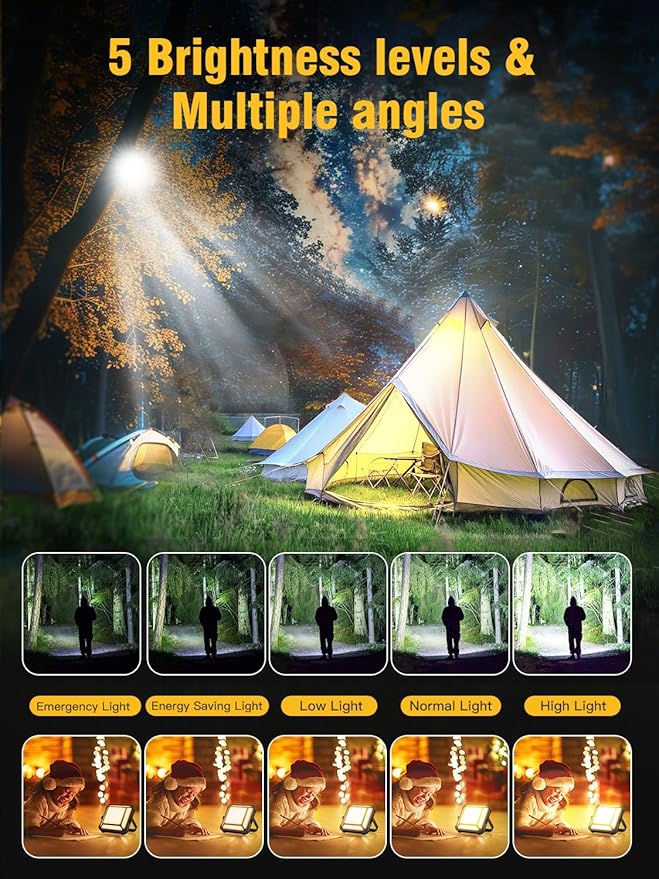 Lanterns for Power Outages, LED Camping Lantern Rechargeable 1000LM, 10000mAh Portable Emergency Light, Waterproof, 3 Modes for Tent, Outdoor, and Emergency Use（Green