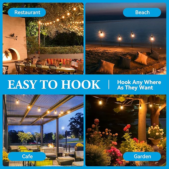 Battery Operated LED Lights - 2W 2700k Soft White, 3 Modes, Hook for Outdoor/Umbrella/Lantern, Waterproof, Portable, 1 Pack