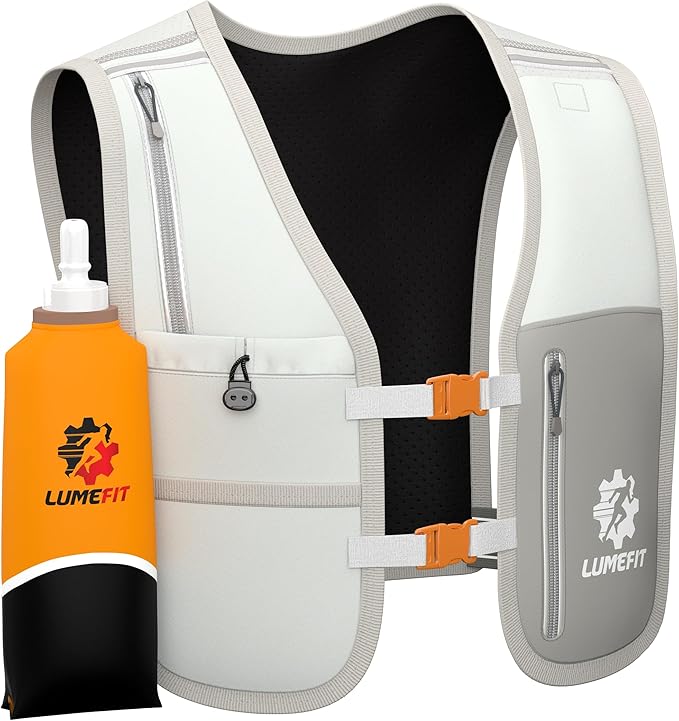 LUMEFIT Running Vest Phone Holder - Hydration Vest with Water Bottle- Reflective Vest for Men and Women- Running Hydration Vest Waterproof Phone Pouch