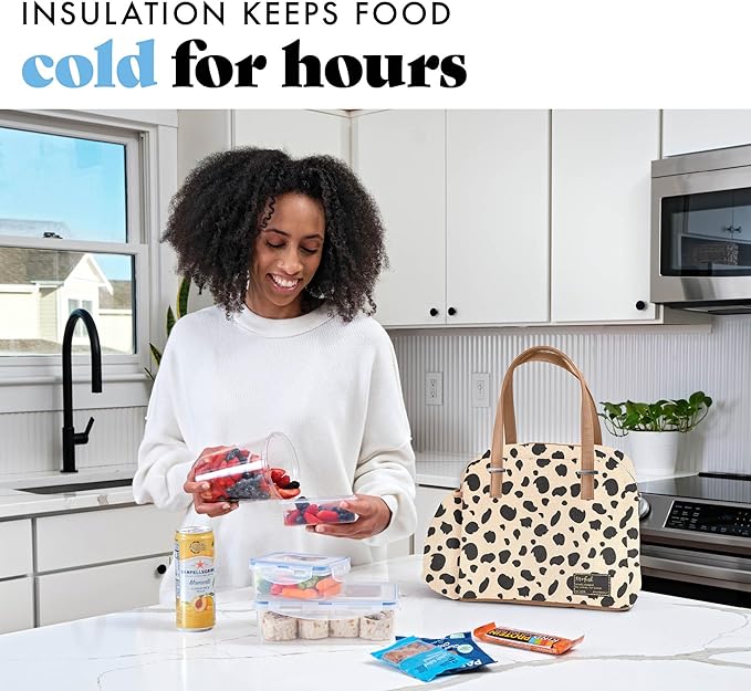 Fit & Fresh Lunch Bag For Women, Insulated Womens Lunch Bag For Work, Leakproof & Stain-Resistant Large Lunch Box For Women With Expandable Bottle Pocket, Zipper Closure, Laketown Lunch Bag, Cheetah