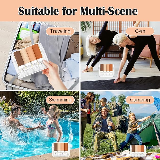 Redfly 17PCS Travel Bottles for Toiletries, TSA Approved Travel Size Containers, Leak Proof Travel Containers for Toiletries, Silicone Travel Kit for Shampoo, Conditioner, Lotion & Creams Apricot