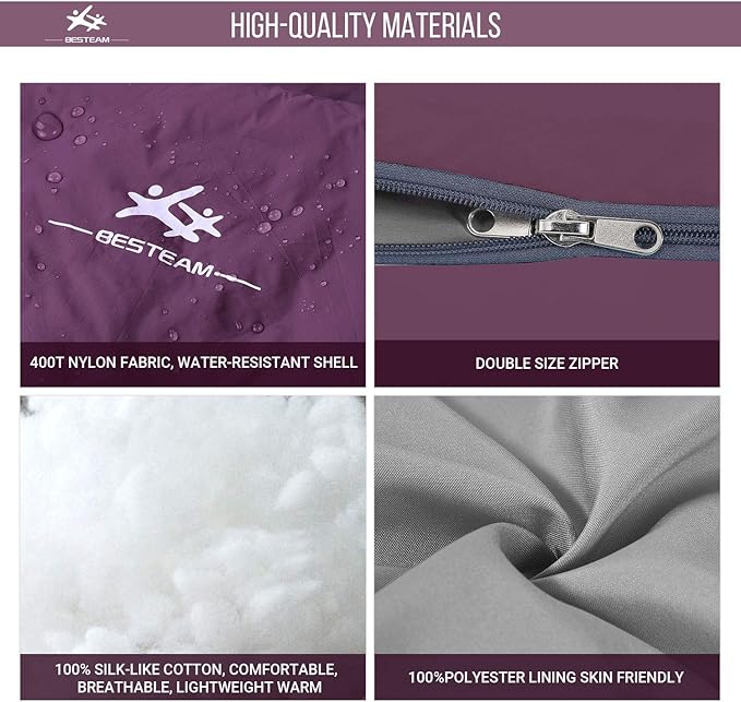 Warm Weather Sleeping Bag - Portable Waterproof Compact Lightweight, Packable for Kids, Teens Adults Camping Backpacking Hiking, Spring Summer Fall