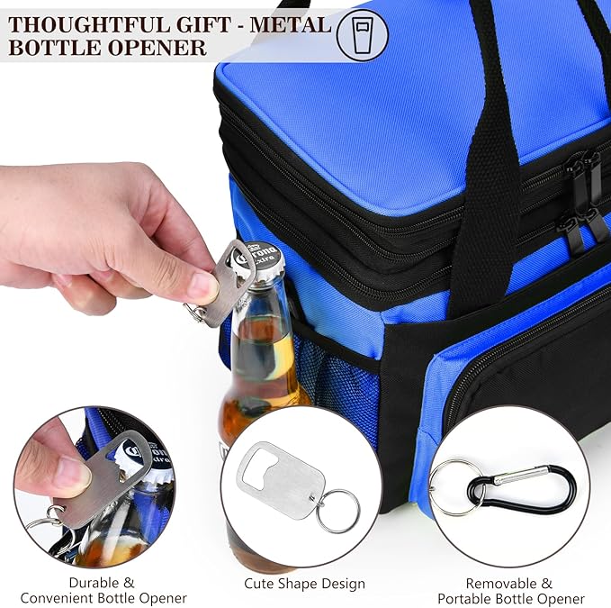 LOKASS Lunch Box for Women/Men-16L-Insulated Lunch Bag, Expandable Double-layer Leakproof Cooler Bag with Upgrade Adjustable Shoulder Strap Ideal for Work/Travel/Picnics（Sapphire Blue）