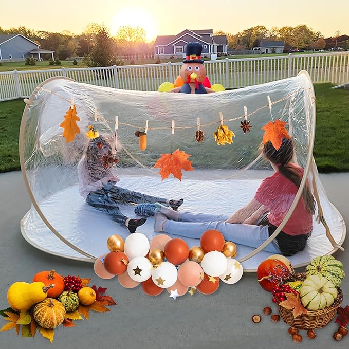 EighteenTek Pod All Weatherproof Sports Tent Clear Pop Up Tent Camping Stargazing Transparent Outdoor Bubble 2 Person Capsule Portable Weather Proof Pod Instant Cold Protection Shelter 88"x54"x39"H