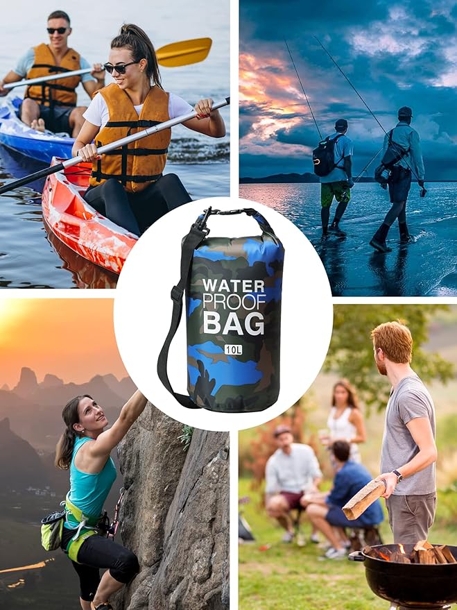 YDYJKI Waterproof Dry Bag Backpack 2L/5L/10L/20L/30L Floating Roll Top Dry Compression Sack Keeps Gear Dry for Kayaking Beach Rafting Boating Hiking Camping and Fishing with Waterproof Phone Case