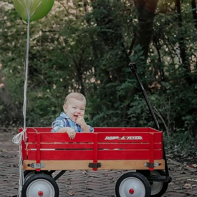 Radio Flyer Town and Country Wooden Kids Wagon with Removable Side Panels, Red