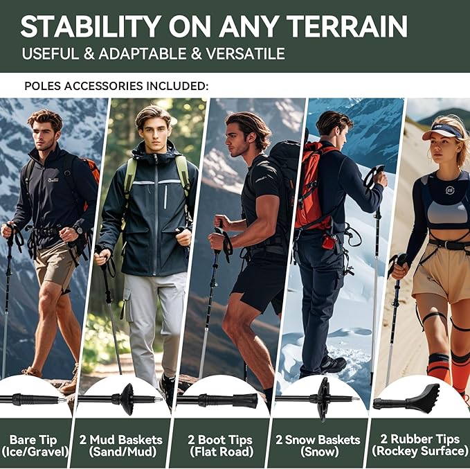 Trekking Poles Collapsible Hiking Poles - 2 Pack Aluminum Hiking Sticks, Lightweight Walking Sticks for Seniors, Men, Women Balance, Tri-Fold Walking Poles for Backpacking by Underwood Aggregator