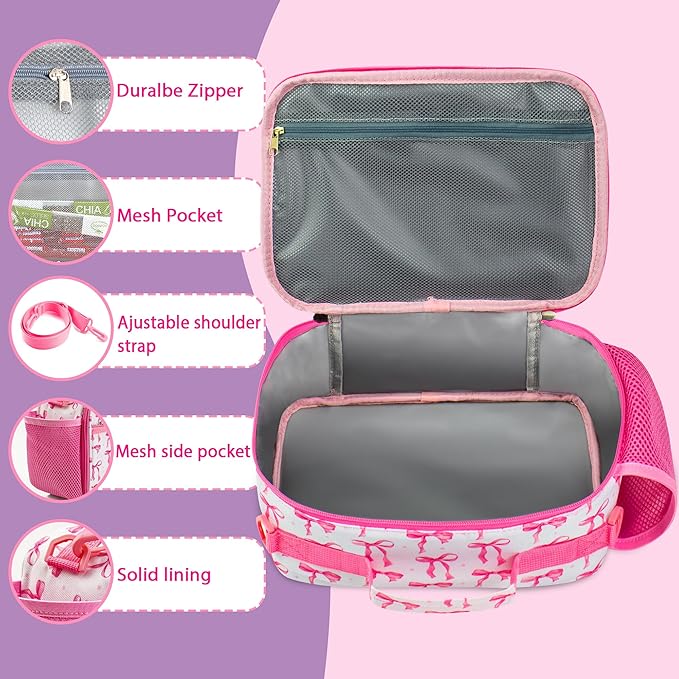 RLGPBON Kids Lunch Box for Girls Lunch Bag Insulated Durable Lunch Box Children Lunch Tote Bag for School
