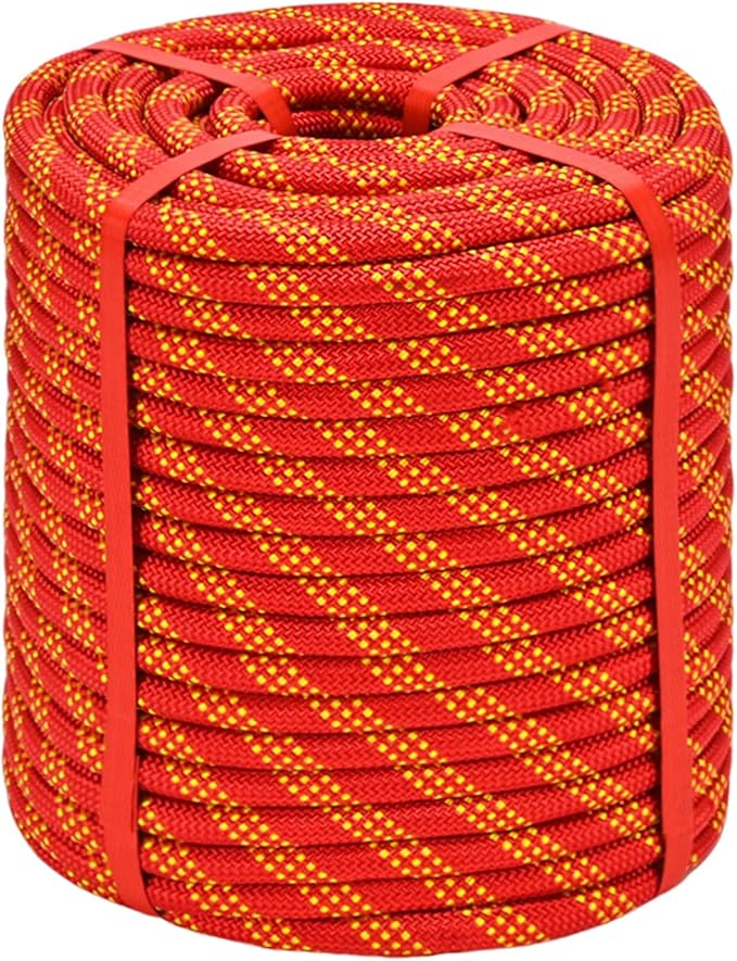 Arborist Rigging Rope - Red 1/2 in x 200 Ft Static Bull Rope for Climbing Tree Felling Pulling Various Outdoor Applications Construction Swing Sailing
