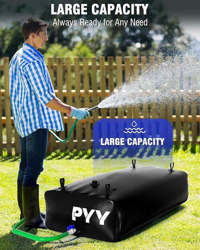 PYY Portable 143 Gallon Water Bladder - Truck Bed,Carrier Cart, Large Water Bob Bathtub Emergency Water Bladders for Outdoor RV & Car Camping,Water Storage Bladder with Spigot,Overflow Kit-Black 540L