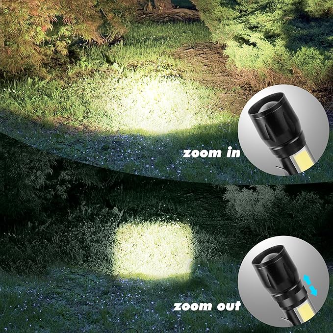 KunHe Rechargeable Flashlights USB-C Stocking Stuffers Small LED Lantern Flashlights Bright Clip-On Light EDC Flash Light with Side COB Light for Camping Home Emergency 4 Pack