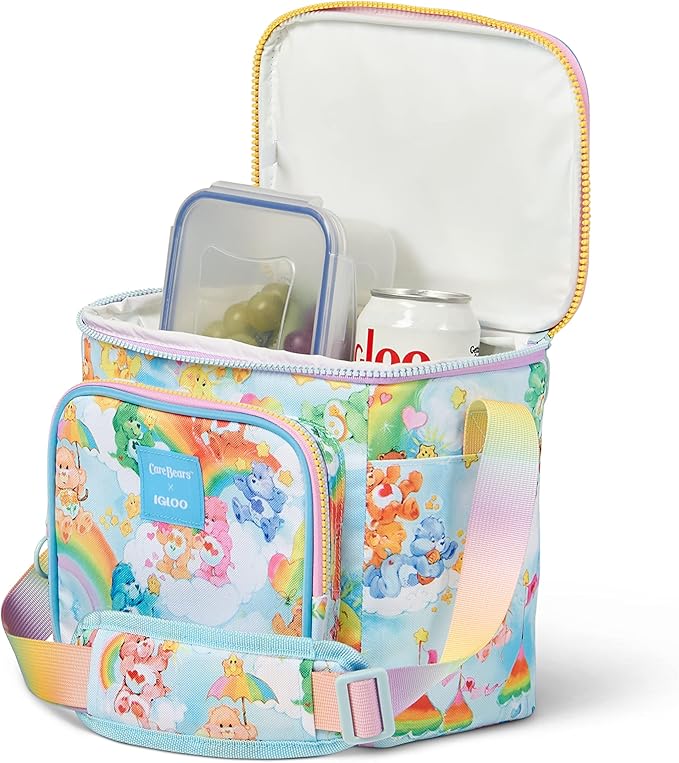 Igloo Retro 90s Lunch Coolers, Insulated Lunch Bag, Square Lunch Box Cooler with Front Pocket & Adjustable Strap