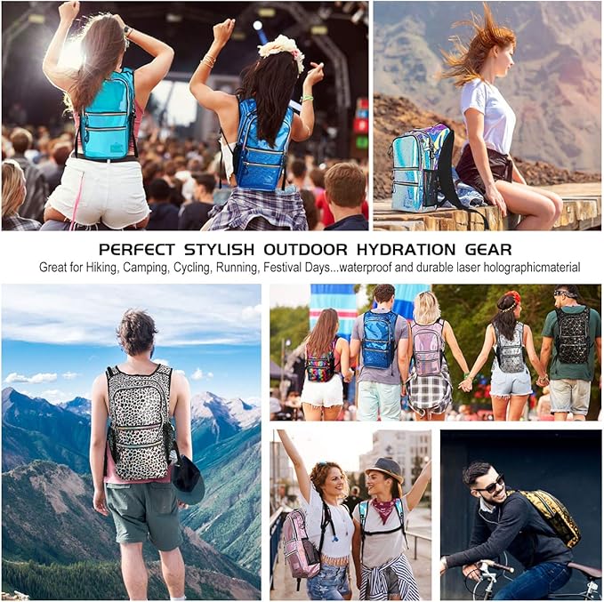 Hydration Backpack Pack, Water Backpack 20L Included 2L Hydration Bladder, Festival Essential - Rave Hydration Pack Hydropack for Hiking, Running, Biking, Festival Gear