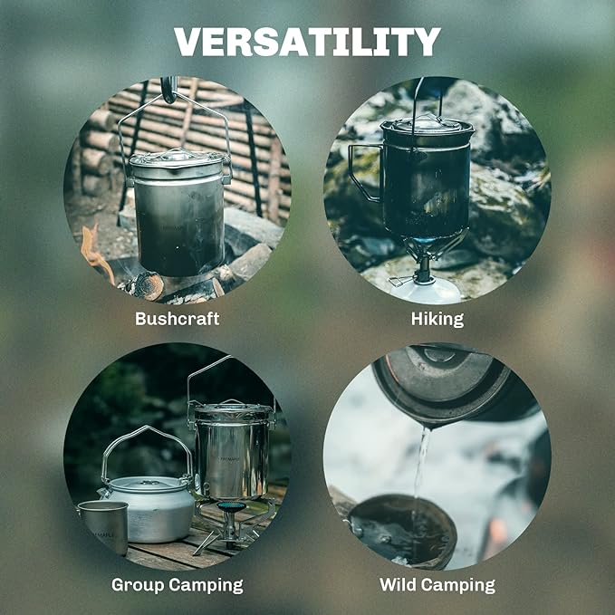 Firemaple Antarcti Stainless Steel Pot - Food Grade SUS304 Camping Pot with Steaming Function - Lightweight and Durable for Outdoor Cooking