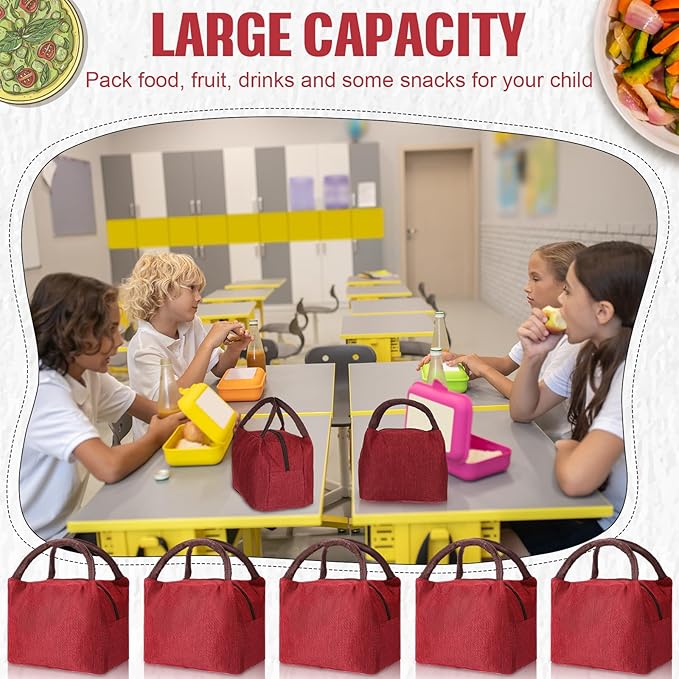 Chunful 12 Pcs Lunch Bags Bulk Insulated Reusable Lunch Bags Pouch with Aluminum for Women Adult School Office Work Employees