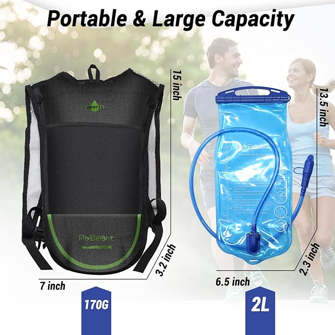2Pack Hydration Backpack for Hiking with 2L Hydration Bladder - Lightweight Hydration Pack with Big Storage for Kids Women Men Hiking Cycling Camping Running