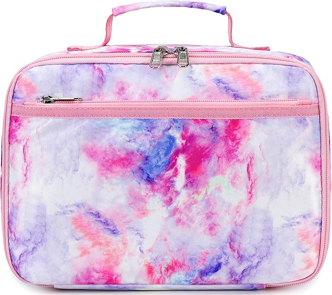 Kids Lunch Box Boys Girls Insulated Lunch Cooler Bag Reusable Lunch Tote Kit for School Travel (878 Galaxy-Purple)