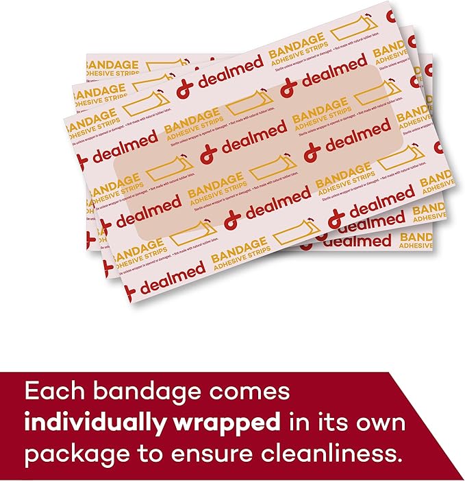 Dealmed Fabric Flexible Adhesive Bandages with Non-Stick Pad, Latex Free, Wound Care for First Aid Kit, 2" x 4" (Box of 100)