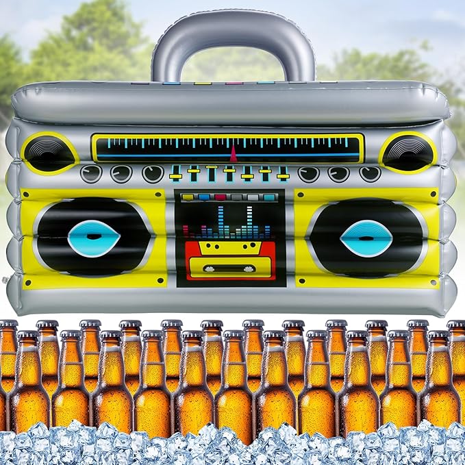 Inflatable Cooler for Parties, Radio Designed Style Inflatable Drink Cooler for Parties, Blow up Party Cooler for 80s90s Party Decorations