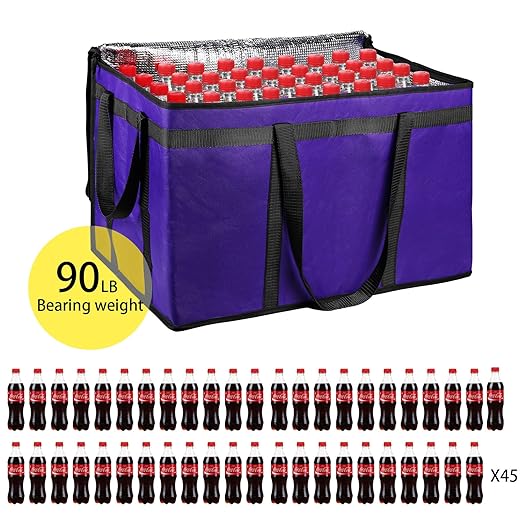 Musbus 1 PACK Purple Extra Large XXXL Insulated Food Delivery Bag Cooler for DoorDash - Keep Food Warm, Catering Shopper Hot