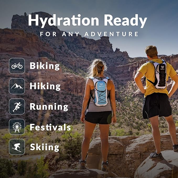 Water Buffalo Hydration Backpack - Lightweight Hydration Pack with 2L Water Bladder - Water Backpack for Hiking, Running, Biking, and Raves - Road Runner 12L Hydropack Backpack