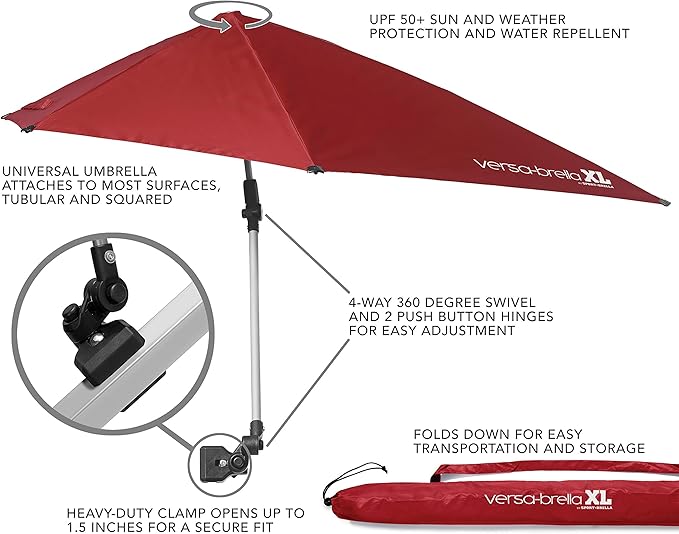 Sport-Brella Versa-Brella SPF 50+ Adjustable Umbrella with Universal Clamp