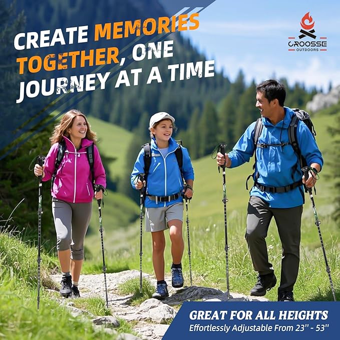 Lightweight Collapsible Trekking Poles for Hiking – 2 Pack Adjustable Hiking Poles, Aluminum Walking Sticks for Skiing, Nordic Walking, Retractable Walking Sticks for Seniors, Women, Men