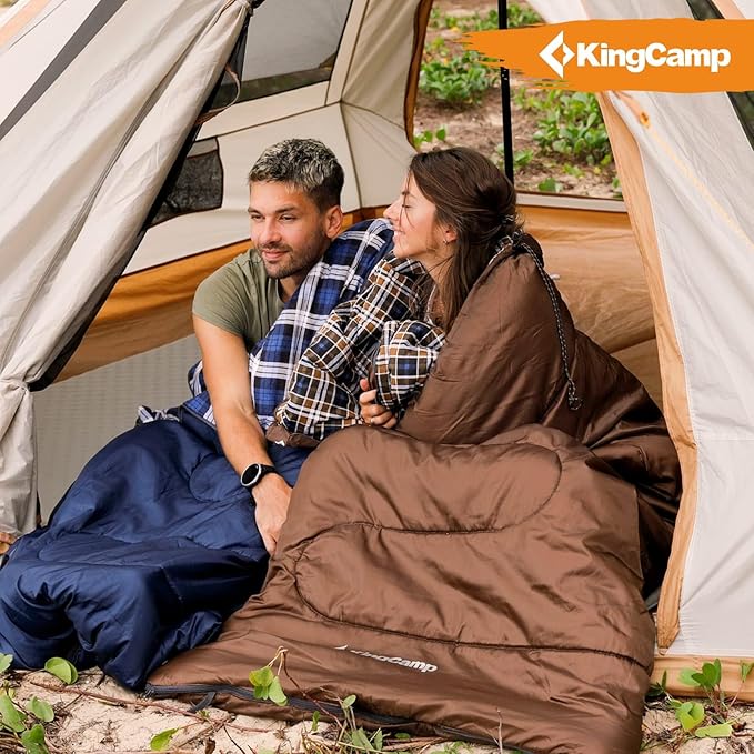 KingCamp Sleeping Bag for Adults, Cold Weather & Warm XL Big and Tall Flannel Sleeping Bags with Compression Sack Portable Waterproof Essentials Gear Accessories for Outdoor Camping