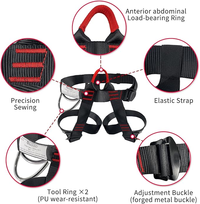 NewDoar Climbing Harness, Mountaineering Rock Climbing Harness, Half Body Harness for Rappelling Fire Rescuing Tree Climbing