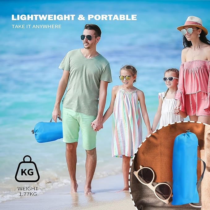 Beach Tent for 3-4 People, UPF50+ Sun Shelter with Breathable 3-Way Ventilation, 8.0mm Reinforced Fiberglass Poles, Portable Shade Canopy for Beach & Camping (Blue)