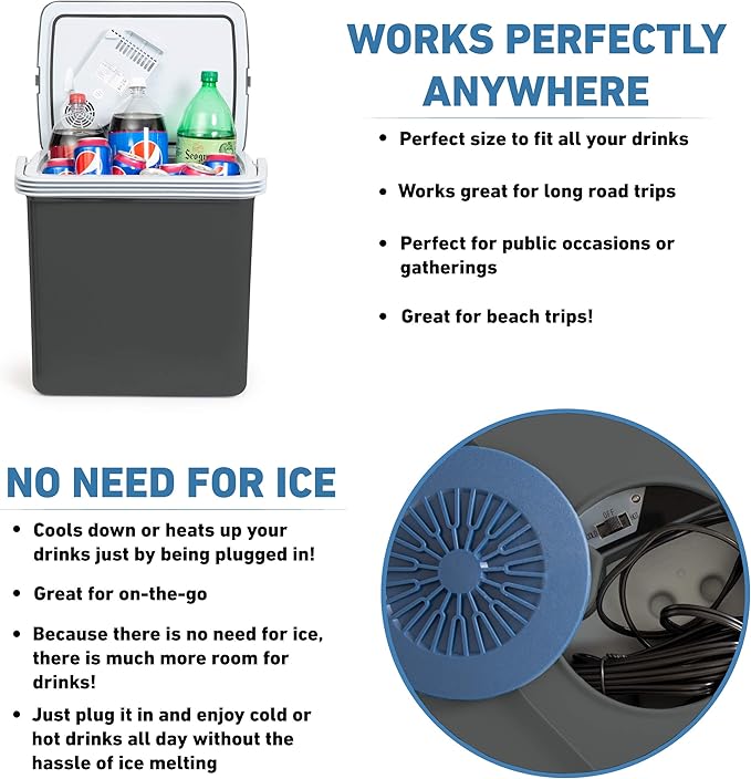 Electric cooleK-Box Electric Cooler and Warmer for Car and Home - 34 Quart (32 Liter) - Dual 110V AC House and 12V DC Vehicle Plugs