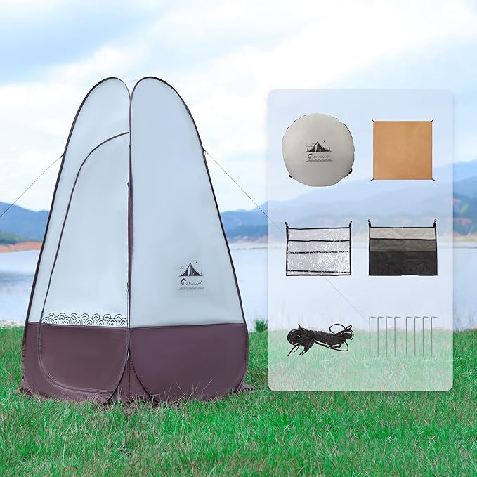 FLEXTAILGEAR Pop Up Privacy Tent Portable Camping Shower Instant Privacy Shelters Changing Dressing Room Pod Outdoor Camp Potty Toilet Bathroom with Carry Bag for Camping Hiking Beach Sunshade Fishing