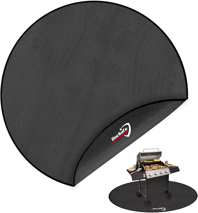 DocSafe 60 x 60 inches Round Under Grill Mat,Large 4 Layers Fire Pit Mat,Fireproof Mat Heat Insulated Protector for Deck,Patio,Grass,Smoker,BBQ,Reusable Oil-Proof and Waterproof Indoor Fireplace Pad