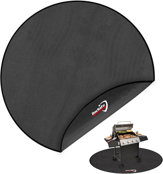 DocSafe 60 x 60 inches Round Under Grill Mat,Large 4 Layers Fire Pit Mat,Fireproof Mat Heat Insulated Protector for Deck,Patio,Grass,Smoker,BBQ,Reusable Oil-Proof and Waterproof Indoor Fireplace Pad