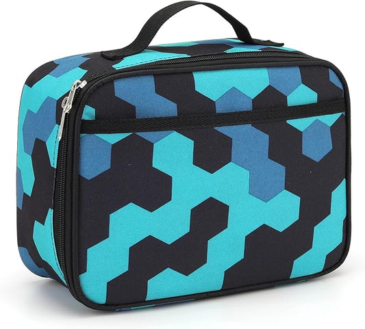 rickyh style Lunch Box with Padded Liner, Spacious Insulated Lunch Bag Durable Thermal Lunch Cooler Pack with Strap for Men Women Boys Girls Adults School Sports Beach Picnic Work,2 Pocket (LBLJLAN)