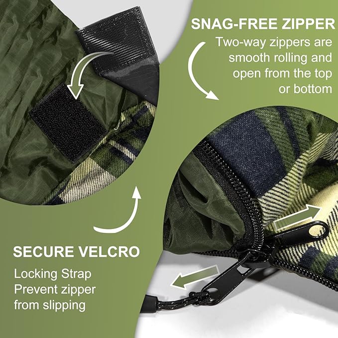 Double Sleeping Bag for Adults Kids Camping, XL Queen Size Sleeping Bags for 2 Person All Season Hiking Backpacking, Lightweight Waterproof with Compression Sack