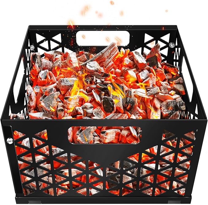 Charcoal Firebox Basket for Oklahoma Joe Offset Smoker, Grill Accessories for Long and Efficient Smoking, 12" x 12" x 7.5 "Fire Basket for Oklahoma Joes Highland (Only 4 Screws) (black)