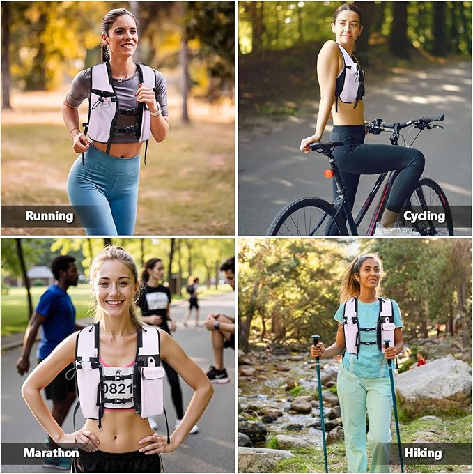 Running Hydration Vest for Women Men,Lightweight Breathable Hydration Pack with 500ml Soft Flask, Adjustable Chest Straps Reflective Backpack for Trail Running Marathon Race Jogging Cycling