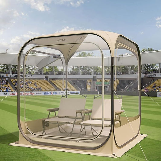 EAST OAK Weather Sports Tent for Fishing & Outdoors | Pop Up Bubble Tent Instant Sun & Rain Shelter | No Condensation, Spacious Interior, Ultra Visibility | All Weather Protection | 50L*50W*68.9H