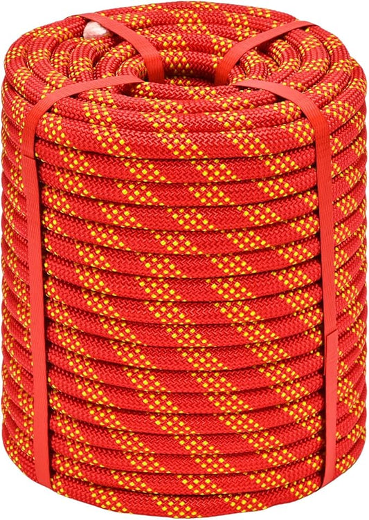Arborist Rigging Rope - Red 1/2 in x 150 Ft Static Bull Rope for Climbing Tree Felling Pulling Various Outdoor Applications Construction Swing Sailing