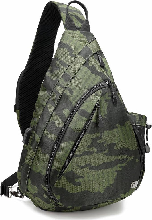 Water-Proof Sling bag/Crossbody Backpack/Shoulder Bag with USB Charging Port for Travel, Hiking, Cycling, Camping