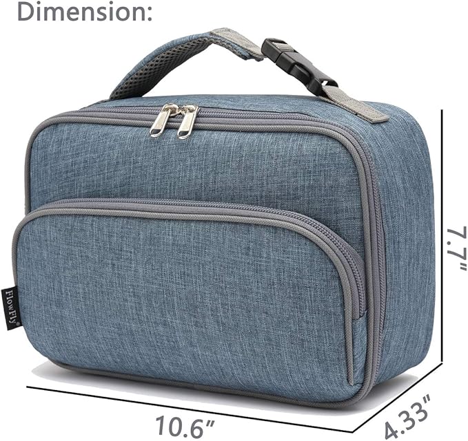 FlowFly Kids Lunch box Insulated Soft Bag Mini Cooler Back to School Thermal Meal Tote Kit for Girls, Boys,Navy