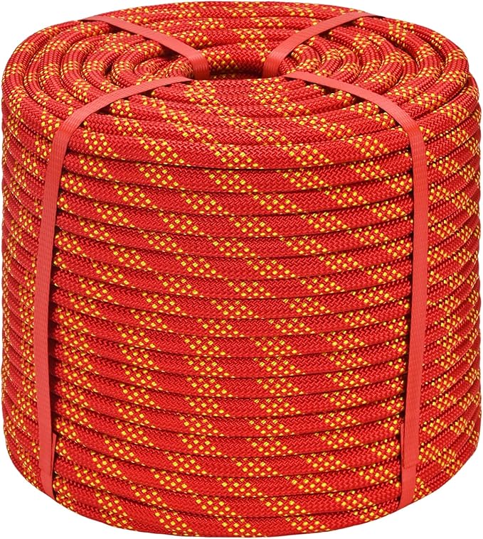 Arborist Rigging Rope - Red 1/2 in x 300 Ft Static Bull Rope for Climbing Tree Felling Pulling Various Outdoor Applications Construction Swing Sailing