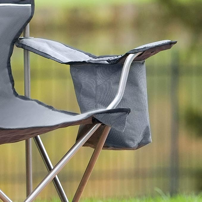 Coleman Portable Quad Camping Chair with 4-Can Cooler, Cushioned Seat & Back with Side Pockets & Cup Holder, Carry Bag Included