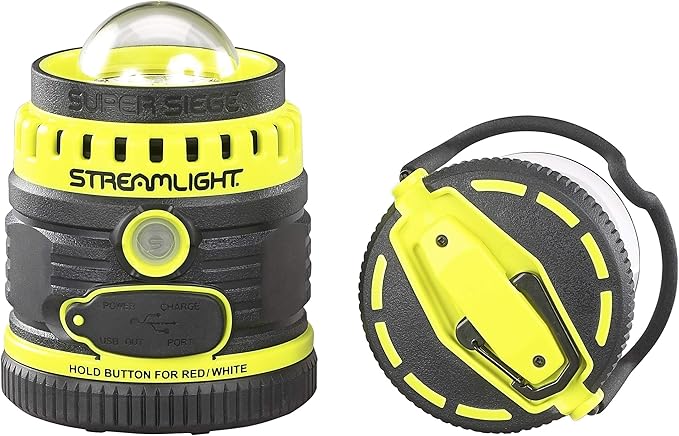Streamlight 44945 Super Siege 1100-Lumen Rechargeable Outdoor Hand Lantern/Flashlight with 120-Volt AC Charger and Portable USB Charger, Yellow