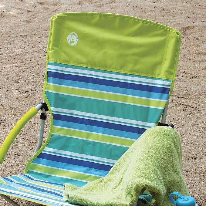 Coleman Utopia Breeze Beach Chair Lightweight Folding Beach Chair with Cup Holder & Carry Bag Portable Supports up to 250lbs