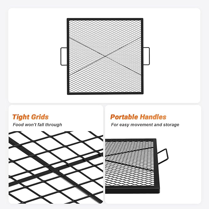 only fire X-Marks Square Fire Pit Cooking Grate, 30-Inch