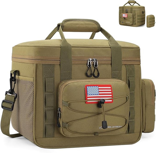 Maelstrom Large Tactical Lunch Box for Men,Insulated Lunch Bag, Leakproof Soft Cooler Bags with Detachable MOLLE Bag,Durable Lunch Tote for Adult Women Work,Picnic,30 Cans/20 L, Khaki