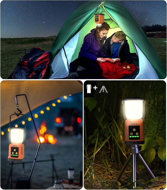 LED Camping Lantern Rechargeable, Camping Essentials 5000mAh Power Bank, Waterproof Camping Tent Light, Lanterns for Power Outages Hurricane Emergency Hiking Outdoor, RGB Mode Light